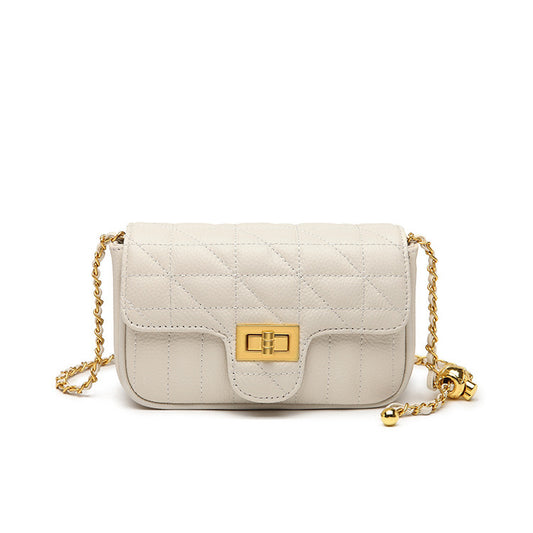Genuine Leather Chain Diamond Style Texture Crossbody Bags