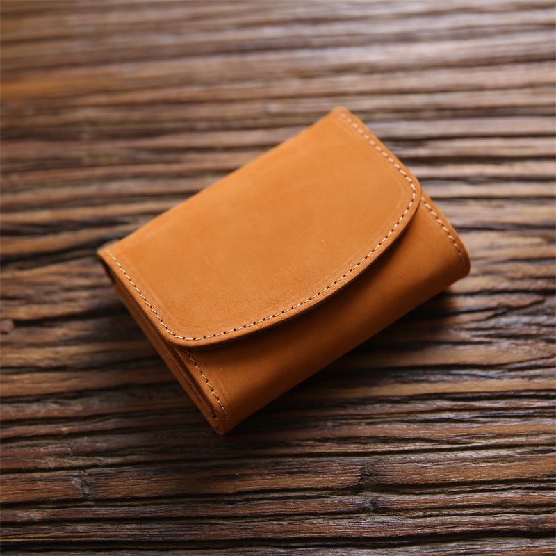 Women's & Men's Retro First Layer Cowhide Short Genuine Purses