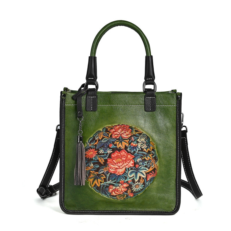 Women's Leather First Layer Cowhide Chinese Style Handbags