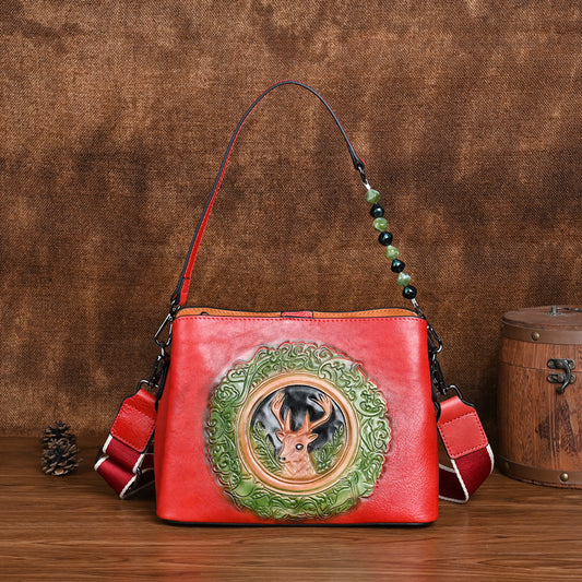 Women's Cowhide Versatile High Quality Underarm Live Crossbody Bags