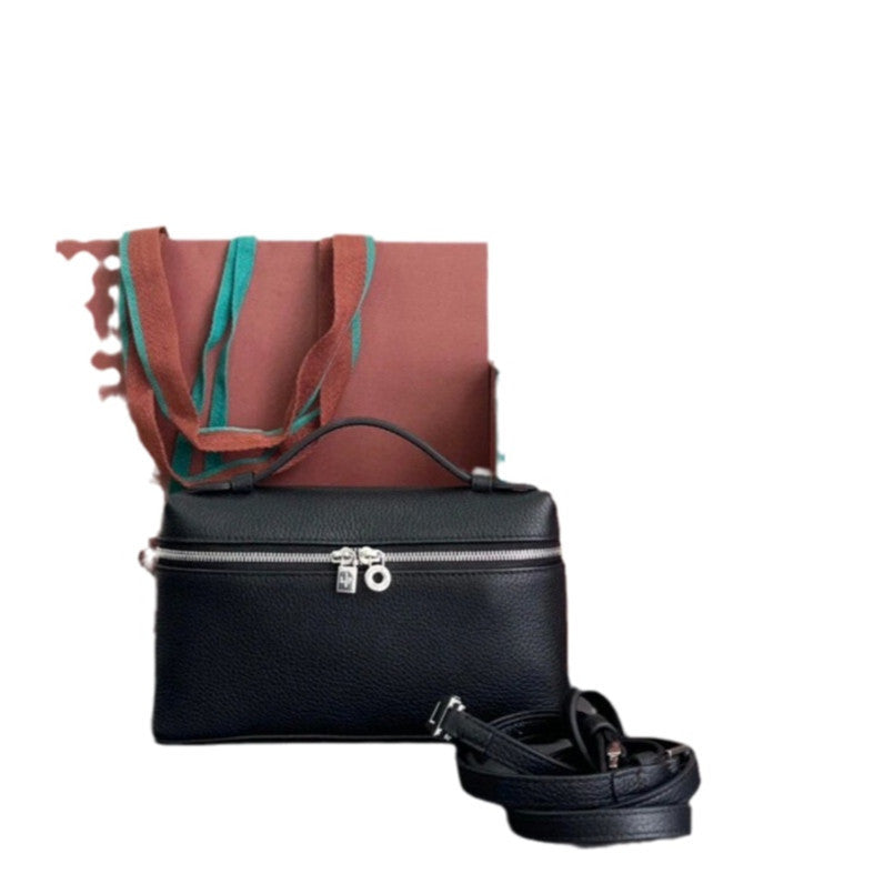 Women's Genuine Leather Graceful Lunch Box Litchi Crossbody Bags
