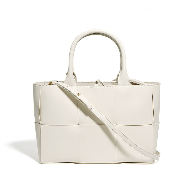 Authentic Leather Weave Cowhide Simple Mother Handbags