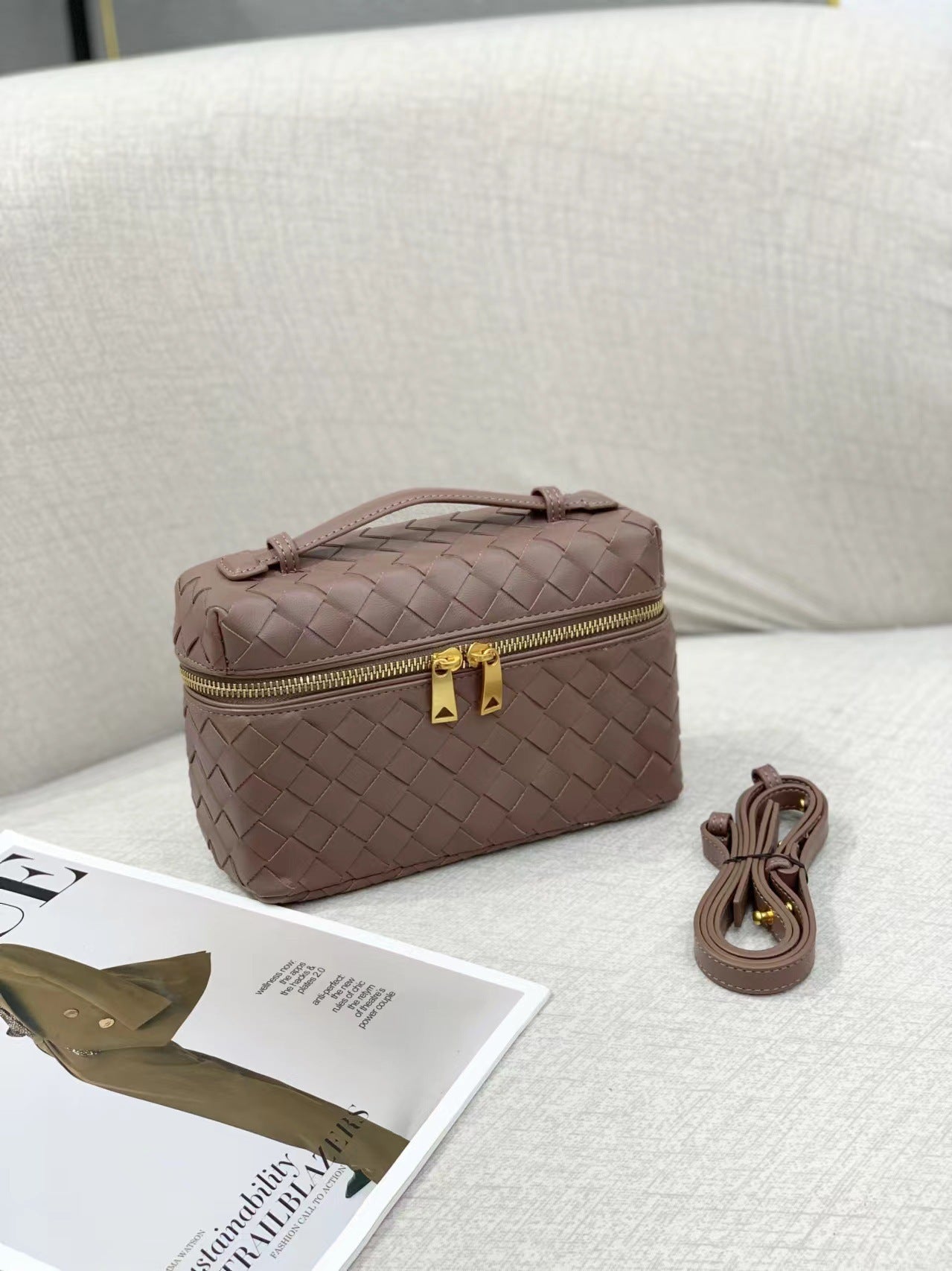 Leather Hand-woven Vintage Weave Lunch Box Backpacks