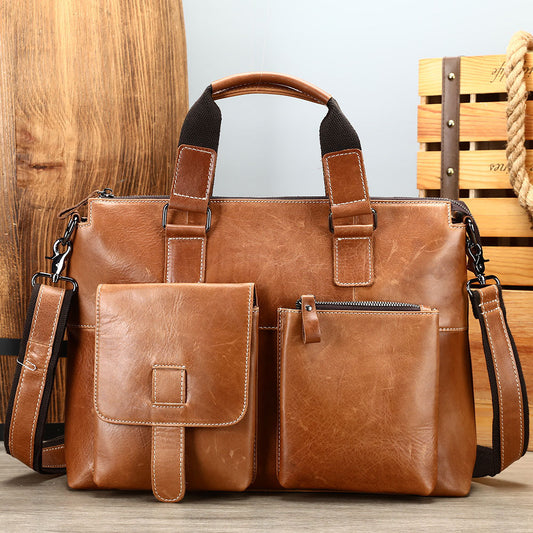 Men's Comfortable Retro First Layer Cowhide Men's Handbags