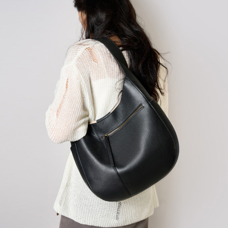 Women's Layer Cowhide Advanced Simple Large Capacity Genuine Leather Shoulder Bags