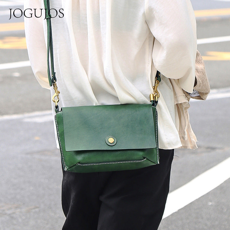 Women's Retro Fashion Flip Top Layer Leather Shoulder Bags