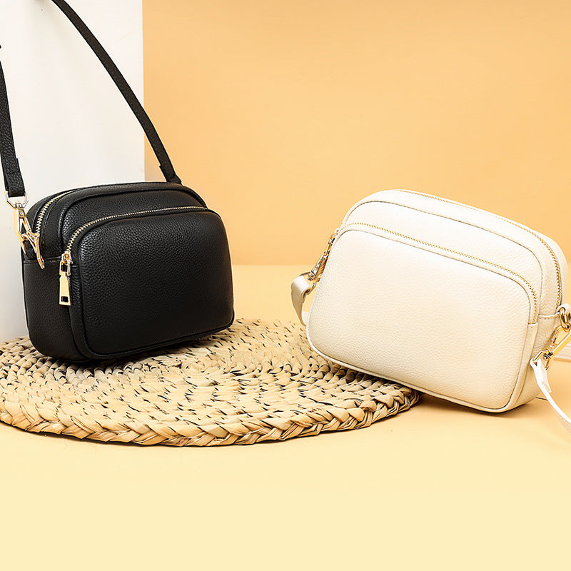 Women's Fashionable Simple Toe Cap Layer Cowhide Shoulder Bags