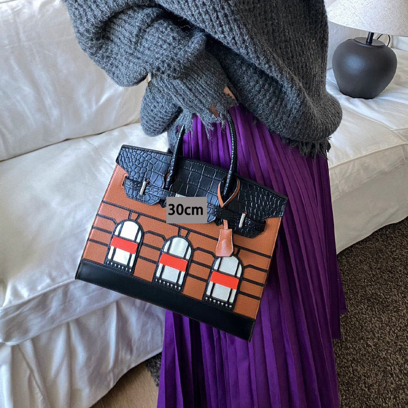 Women's House High-grade Exquisite Color Matching Design Crossbody Bags