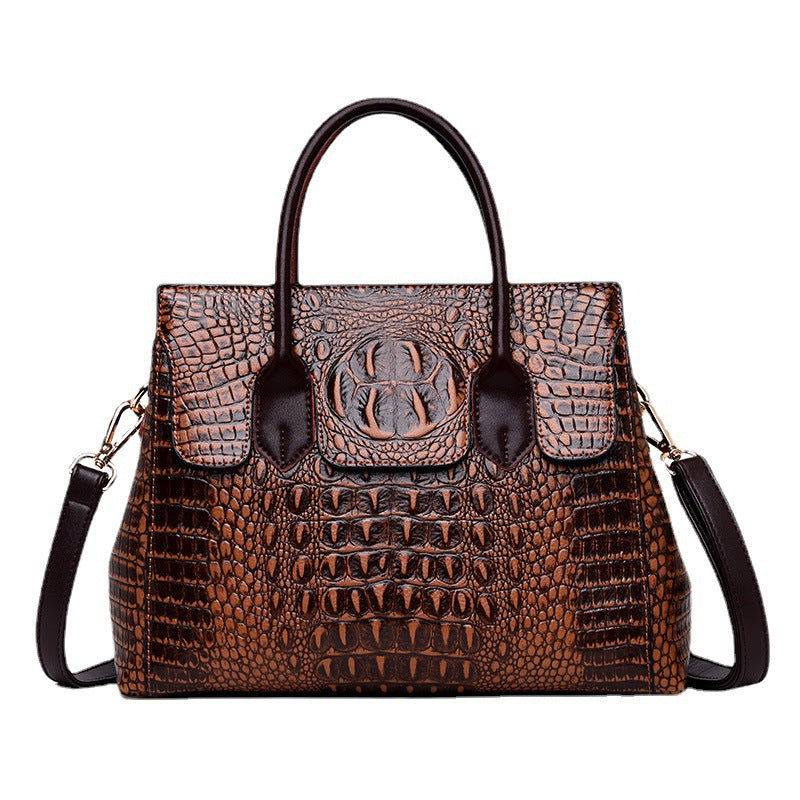 Women's Charming Trendy Crocodile Pattern Big Handbags