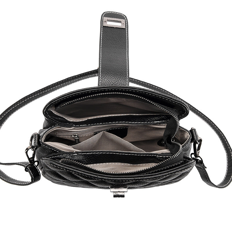 Women's Leather Tide Embroidery Thread Rhombus Single Bags
