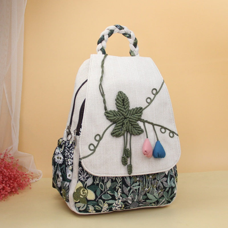Mori Style Artistic Hand-woven Flower Ethnic Backpacks