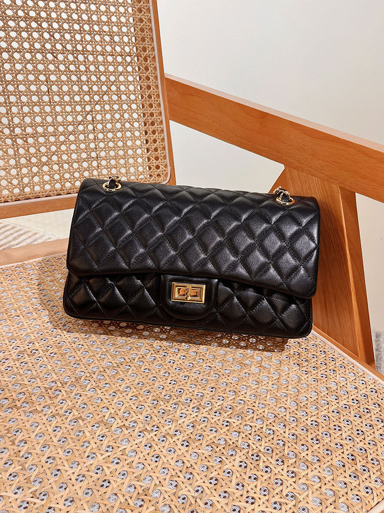 Women's Diamond Style Sheepskin Plaid Underarm Chain Bags