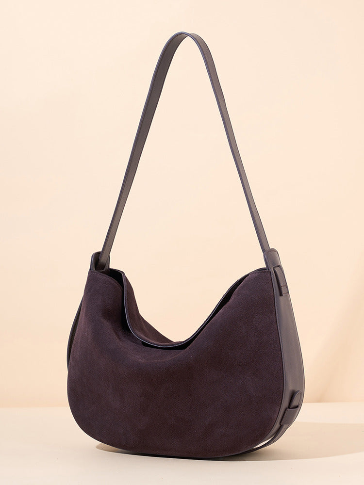 Women's Fashion Retro First Layer Frosted Underarm Crossbody Bags