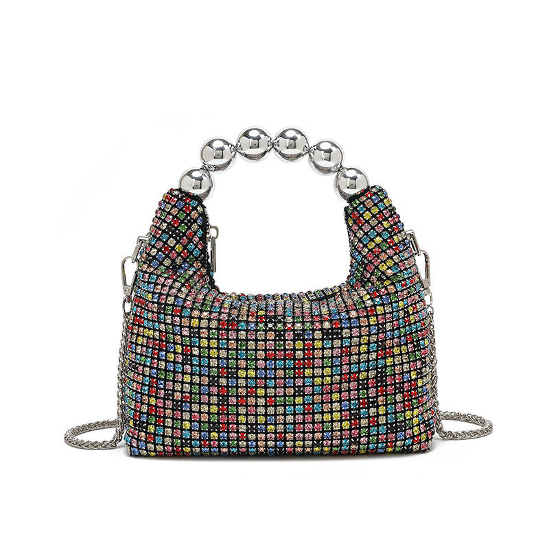 Women's Beads Clutch Chain Inlaid Brick Dinner Shoulder Bags
