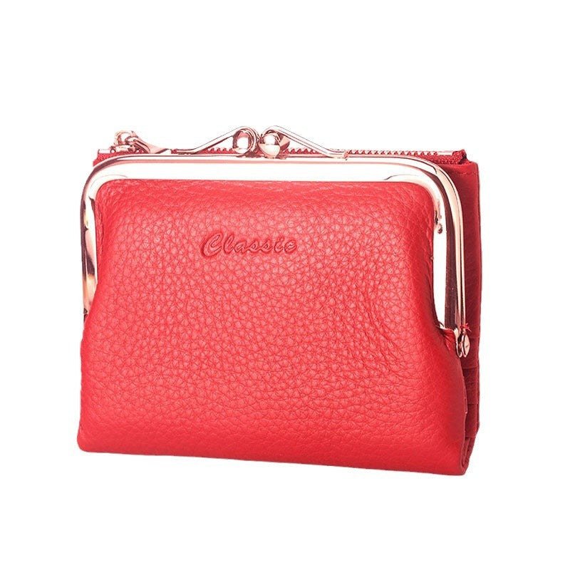 Women's Short Chic Genuine Leather Litchi Pattern Ladies Wallets