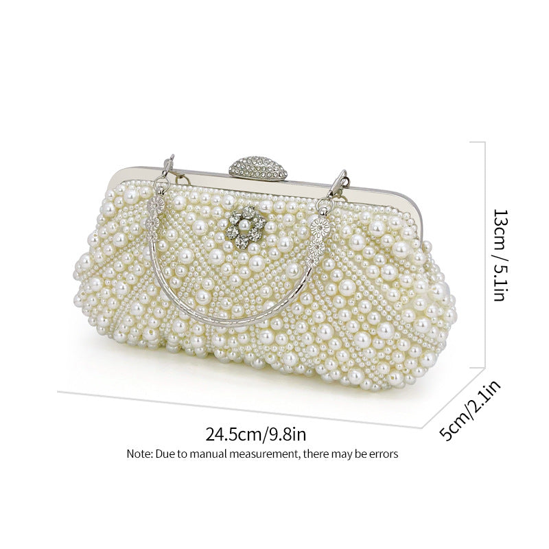 Women's Pearl Handmade Beaded Elegant Clutch Dress Evening Bags