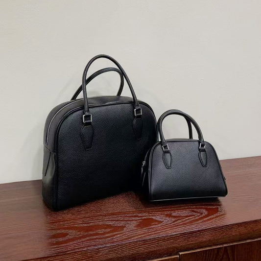 Women's Genuine Leather Boston Bowling High-grade Niche Handbags