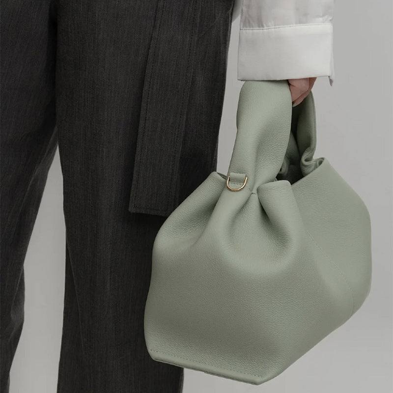 Women's French Minority Solid Color Lunch Box Handbags