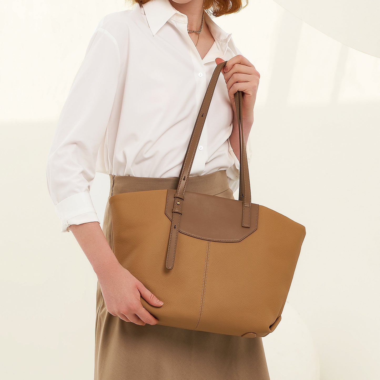 Women's Large Capacity Genuine Leather Portable Underarm Shoulder Bags