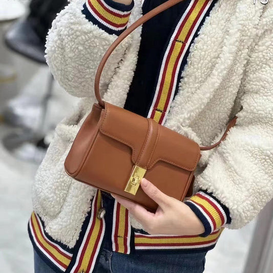 Women's Genuine Leather Arc Niche Saddle Canvas Crossbody Bags