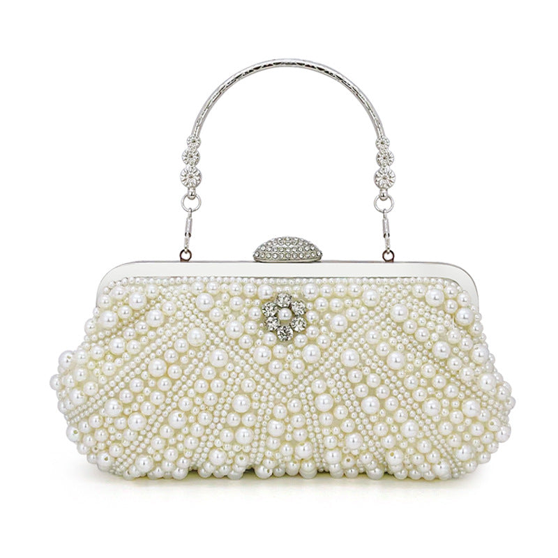 Women's Pearl Handmade Beaded Elegant Clutch Dress Evening Bags