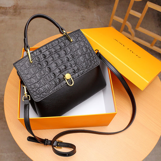 Women's Fashionable Kelly Embossed Soft Crocodile Pattern Crossbody Bags