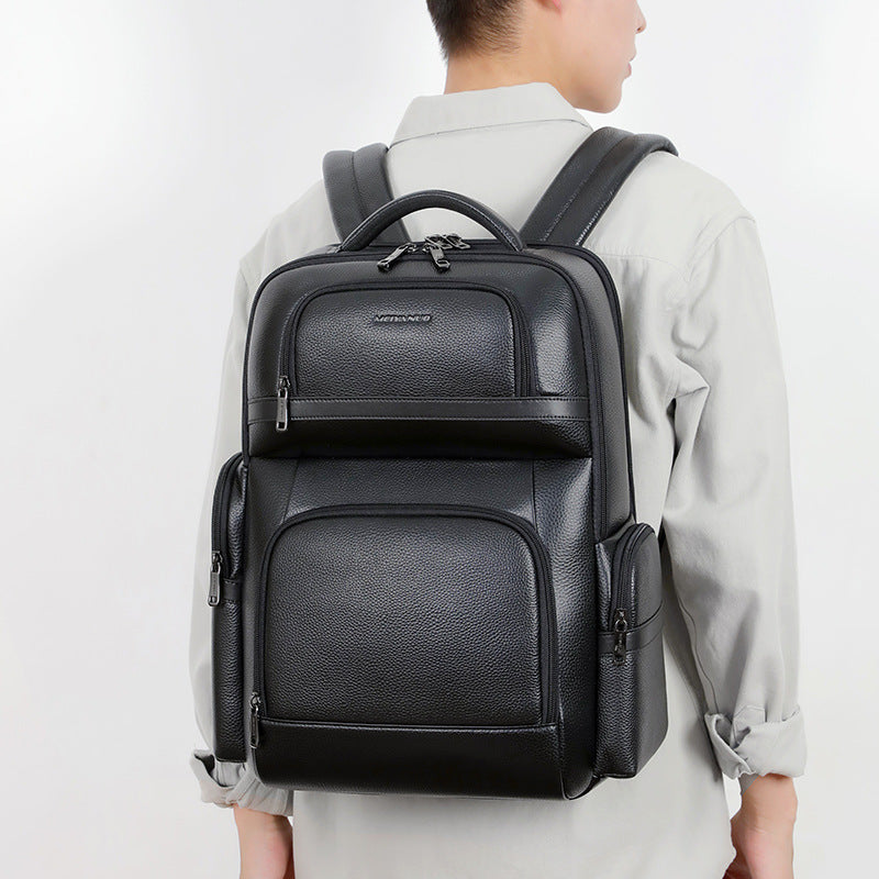 Men's Business First Layer Cowhide Large Capacity Backpacks