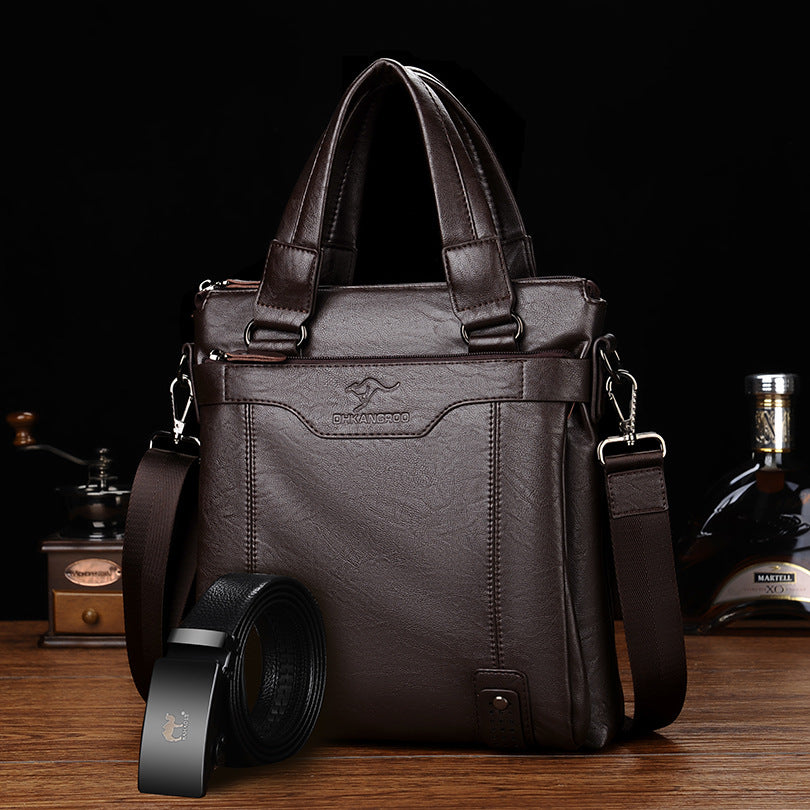 Men's Business Cowhide Textured Soft Leather Men's Handbags