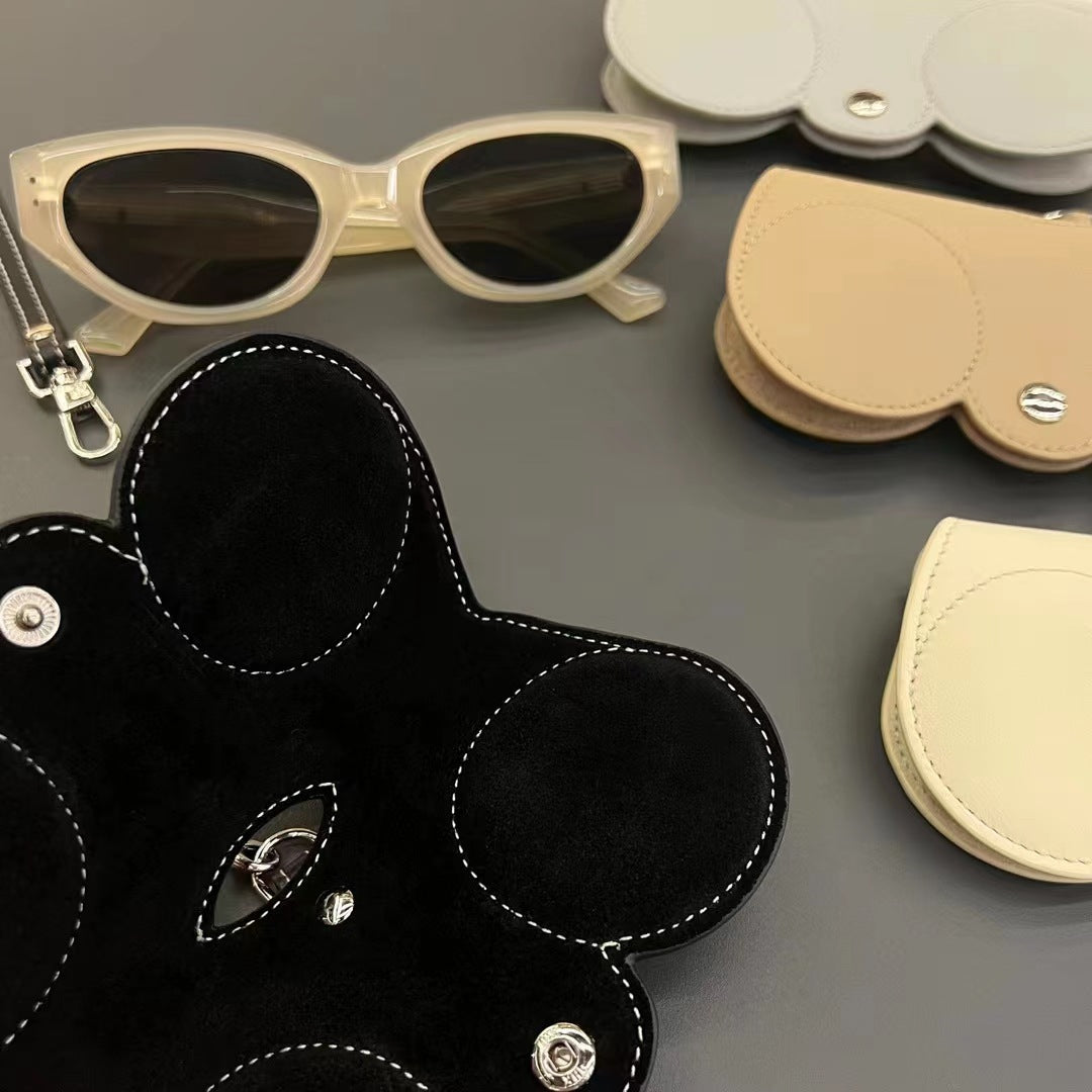 Layer Cowhide Glasses Storage Portable Sunglasses Protective Crossbody Bags