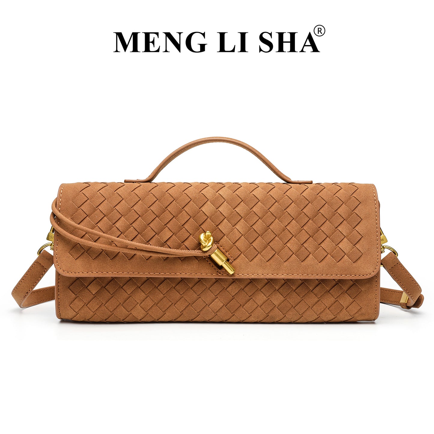 Frosted Suede Hand-woven Baguette Commute Leisure Shoulder Bags