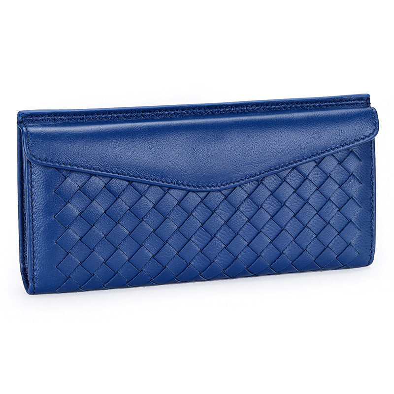 Women's & Men's & Sheepskin Long Leather Hand-woven Large Ladies Wallets