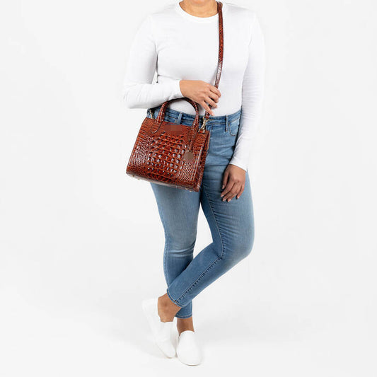 Classy Women's Crocodile Pattern Large Capacity Handbags