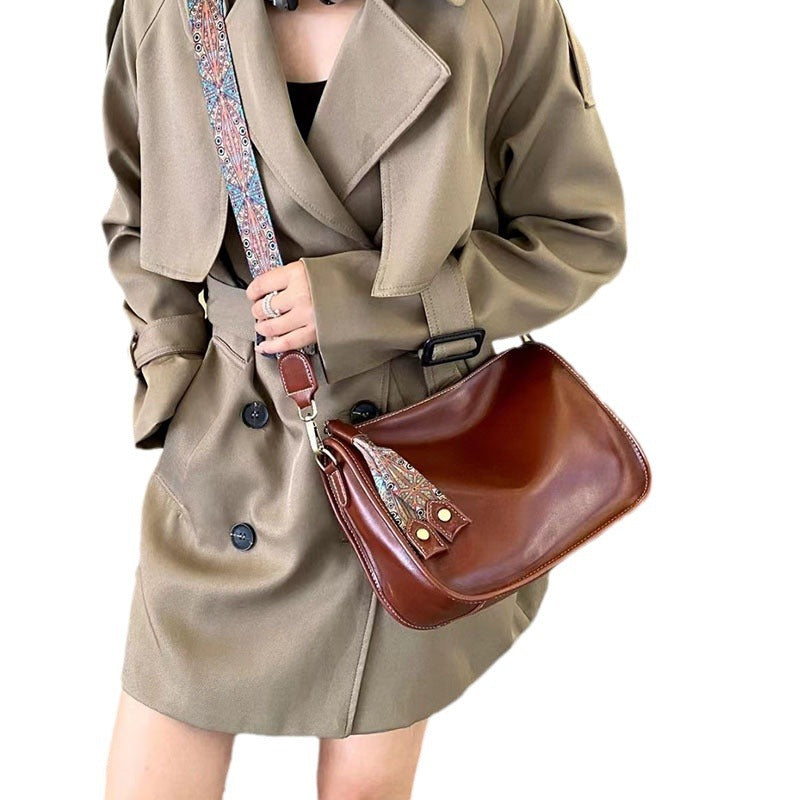 Women's Genuine Leather Underarm Large Capacity Soft Wide Bags