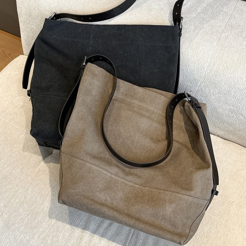 Attractive Pretty Vegetable Tanned Leather Canvas Tote Bags