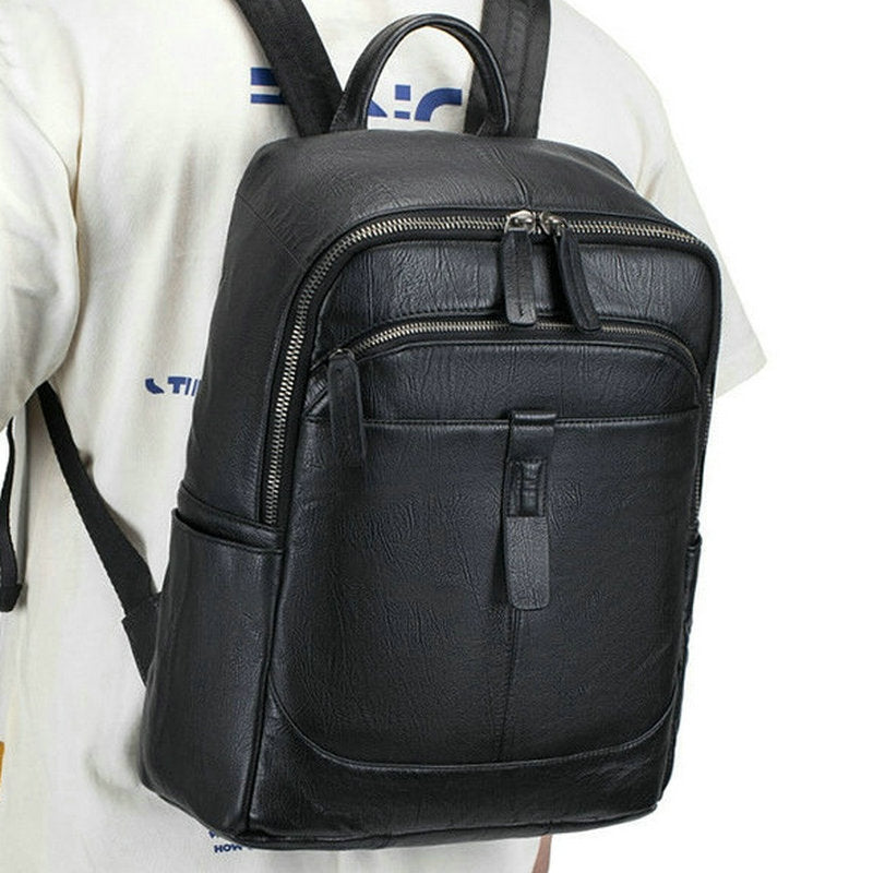 Men's Leather Large Capacity Simple Lightweight Business Backpacks