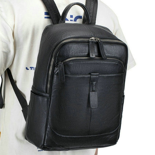 Men's Leather Large Capacity Simple Lightweight Business Backpacks