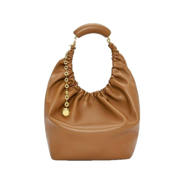 Pleated Soft Cowhide Underarm Chain Genuine Crossbody Bags