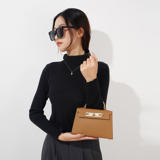 Women's Versatile Cowhide Kelly Chain Flap Commuter Crossbody Bags