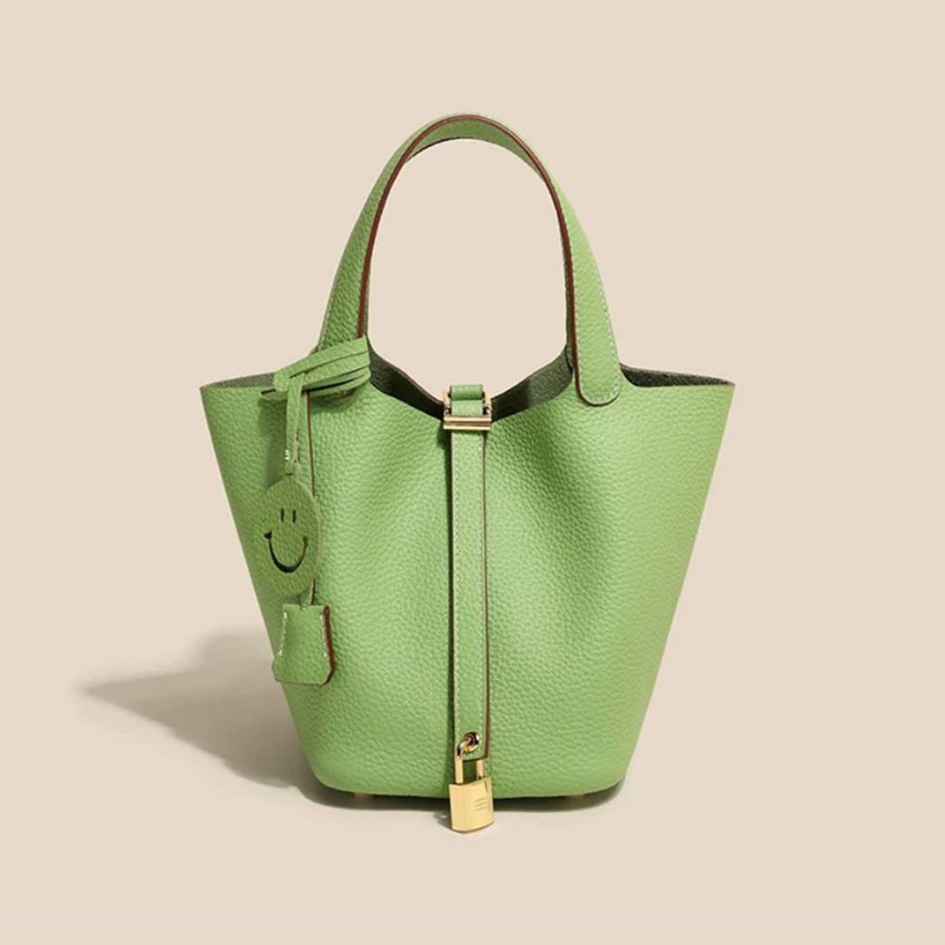 Women's Layer Cowhide Vegetable Basket Versatile Genuine Handbags