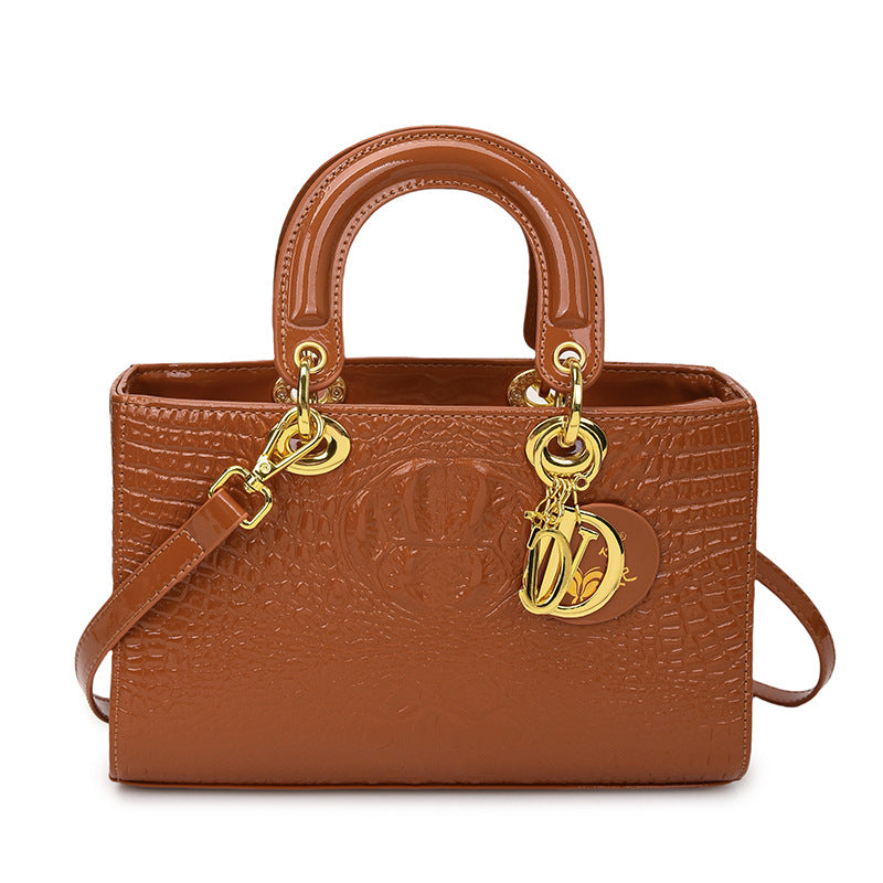 Women's Fashion Portable Crocodile Pattern Diana Shoulder Bags