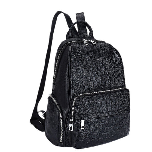 Women's Pattern Genuine Leather Double Back Vintage Backpacks
