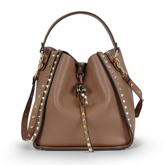 Women's Cow Leather Rivet Vintage Leopard Head Crossbody Bags