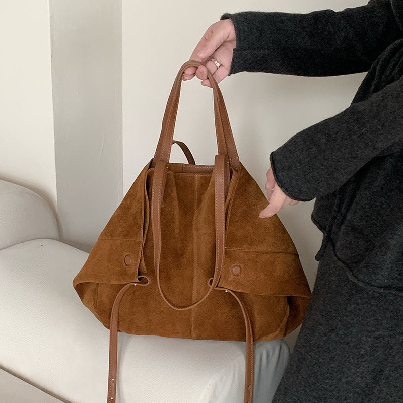 Women's Frosted Cowhide Catfish Design Genuine Leather Shoulder Bags