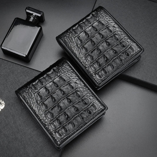 Men's Crocodile Leather Back Bone Genuine Short Card Holder