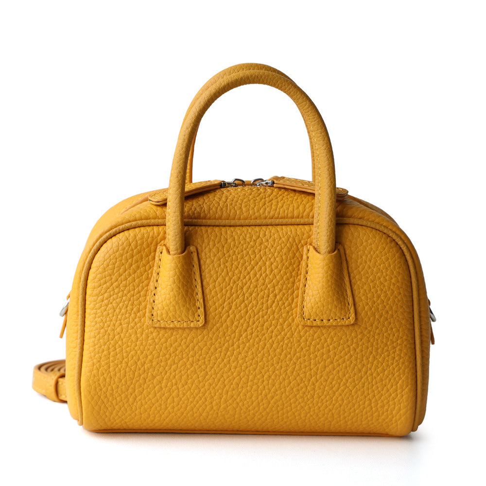 Women's Korean Style First Layer Cowhide Bowling Handbags