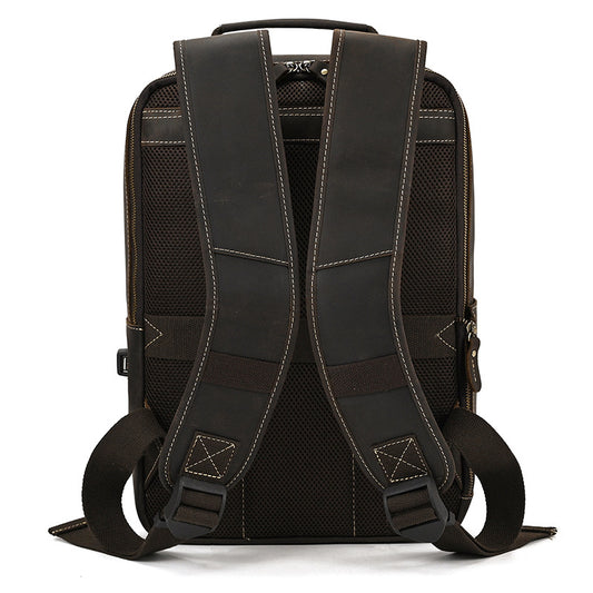 Crazy Horse Leather Inch Large Capacity Backpacks