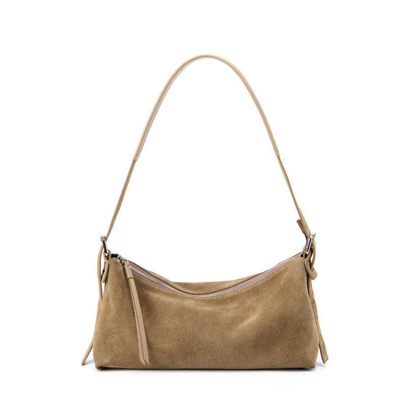 Strap Genuine Leather Cowhide Frosted Suede Shoulder Bags