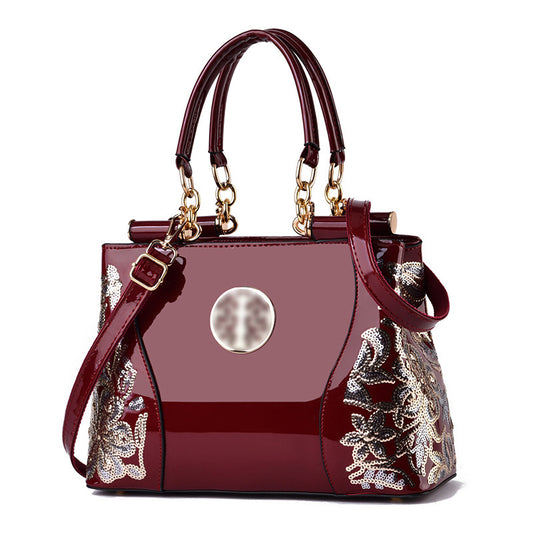 Large Capacity Bright Leather Double Sided Shoulder Bags