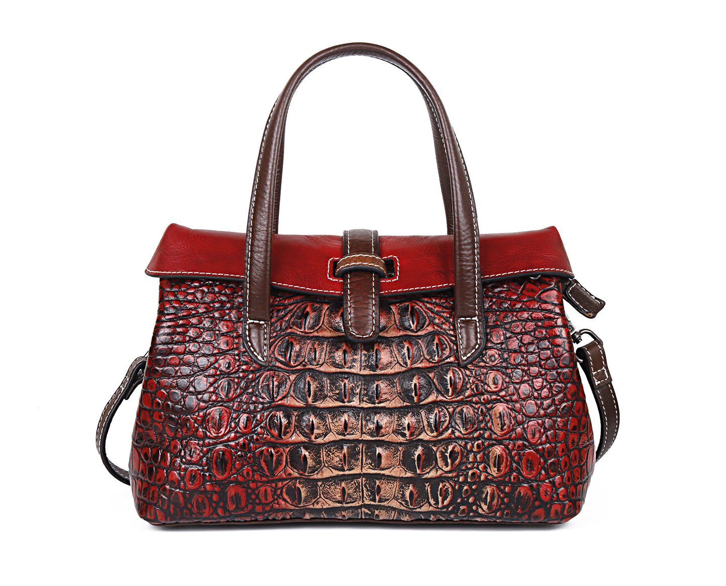 Women's First Layer Cowhide Embossed Crocodile Pattern Shoulder Bags
