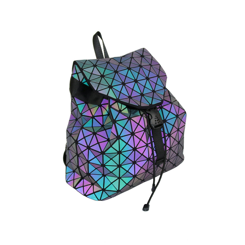 Women's & Men's & Colorful Geometric Rhombus Plaid Luminous Backpacks